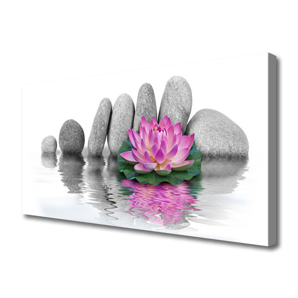 Canvas Wall art Flower stones art pink grey