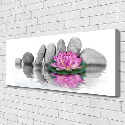 Canvas Wall art Flower stones art pink grey