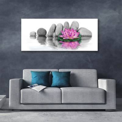 Canvas Wall art Flower stones art pink grey