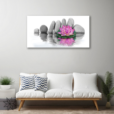 Canvas Wall art Flower stones art pink grey