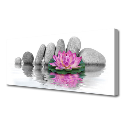 Canvas Wall art Flower stones art pink grey