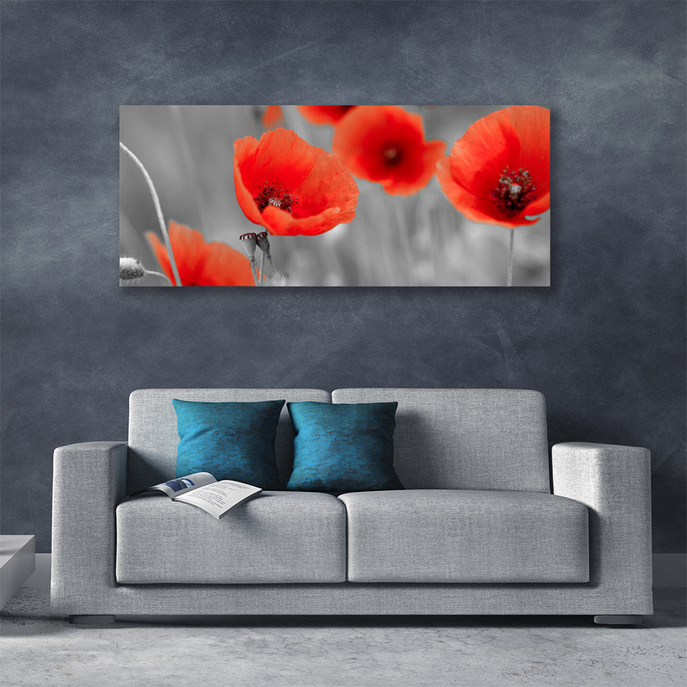 Grey wall art, quote popular painting, rumi poem, poppies on canvas, typography, hand lettering, indian painting, flower, gray and red, original