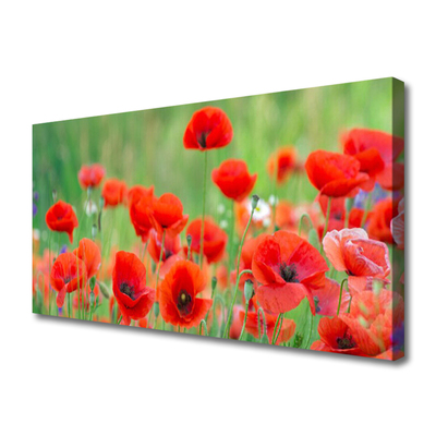 Canvas Wall art Poppies floral red black