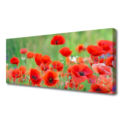 Canvas Wall art Poppies floral red black