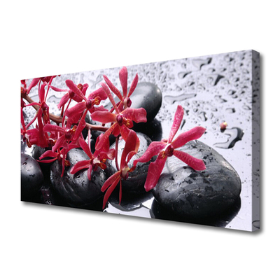 Canvas Wall art Flower stones art black red