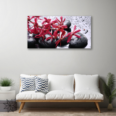 Canvas Wall art Flower stones art black red