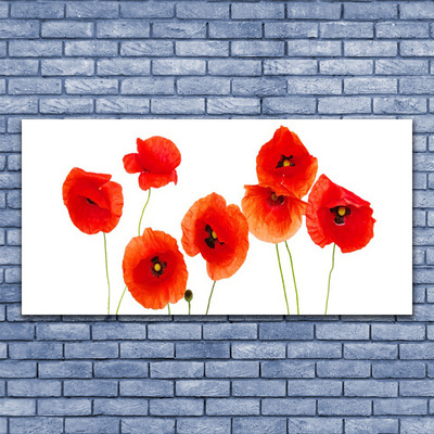 Canvas Wall art Poppies floral red black