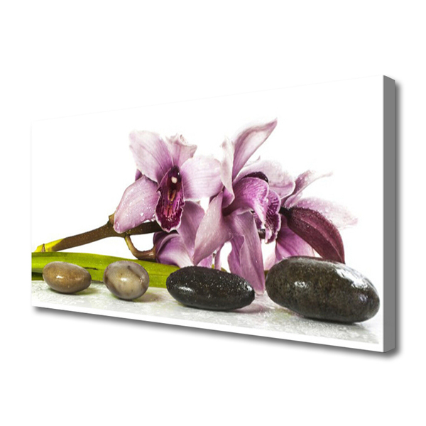 Canvas Wall art Flower stones floral pink grey black