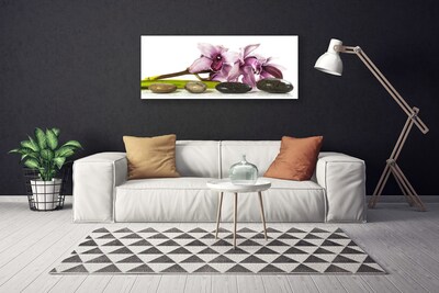 Canvas Wall art Flower stones floral pink grey black