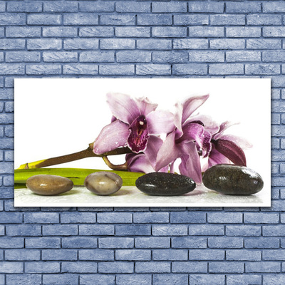 Canvas Wall art Flower stones floral pink grey black