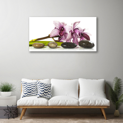 Canvas Wall art Flower stones floral pink grey black