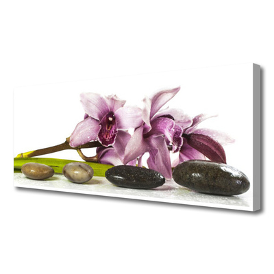 Canvas Wall art Flower stones floral pink grey black