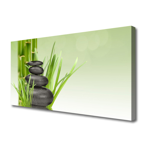 Canvas Wall art Bamboo grasses floral green black