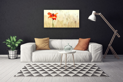 Canvas Wall art Poppy floral red green