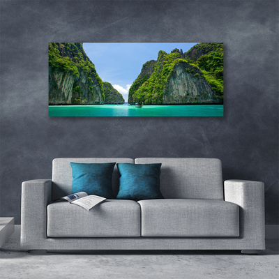 Canvas Wall art Booked landscape blue grey green