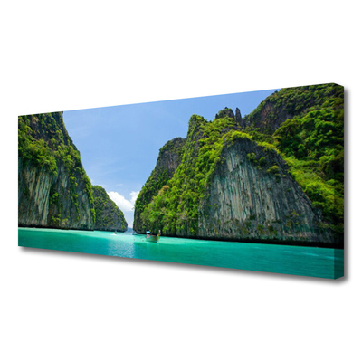Canvas Wall art Booked landscape blue grey green