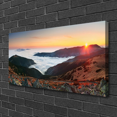 Canvas Wall art Booked landscape brown grey white yellow