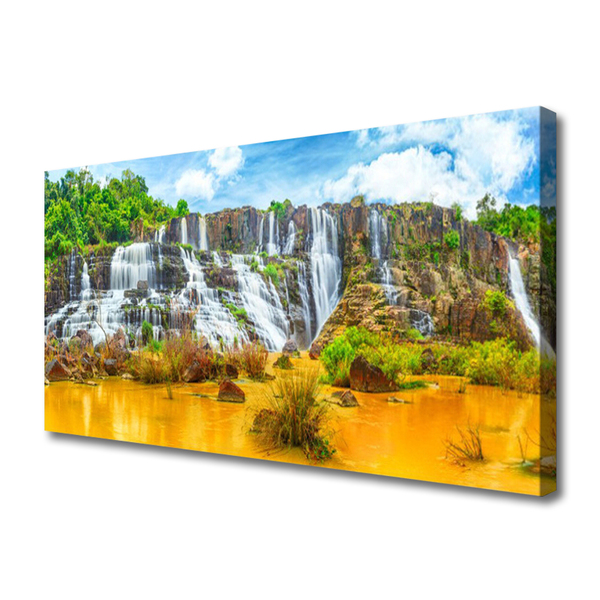 Canvas Wall art Waterfall nature grey white