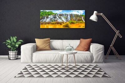 Canvas Wall art Waterfall nature grey white