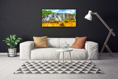 Canvas Wall art Waterfall nature grey white