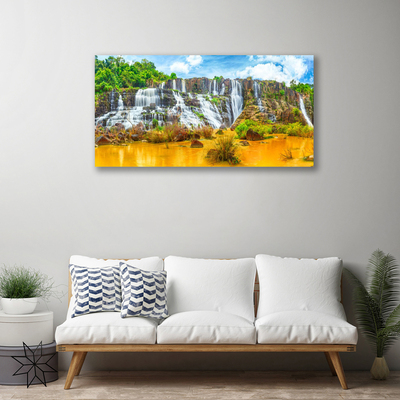 Canvas Wall art Waterfall nature grey white