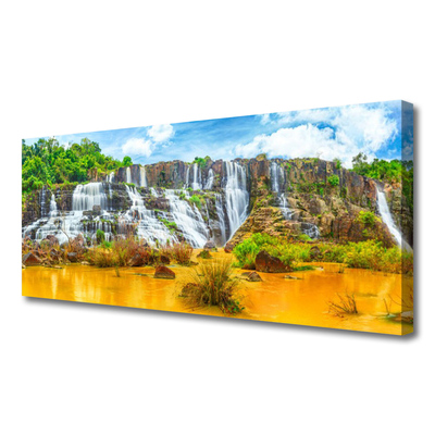 Canvas Wall art Waterfall nature grey white