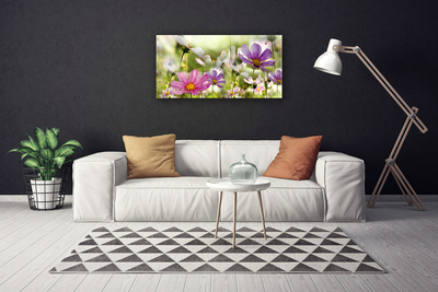 Canvas Wall art Flowers nature pink yellow green