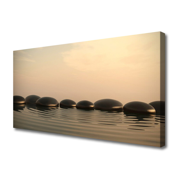 Canvas Wall art Stones water art black grey