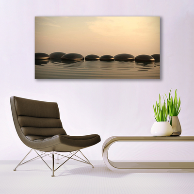 Canvas Wall art Stones water art black grey