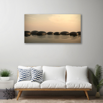 Canvas Wall art Stones water art black grey