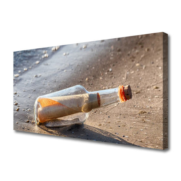 Canvas Wall art Message in a bottle art white grey