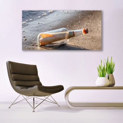 Canvas Wall art Message in a bottle art white grey