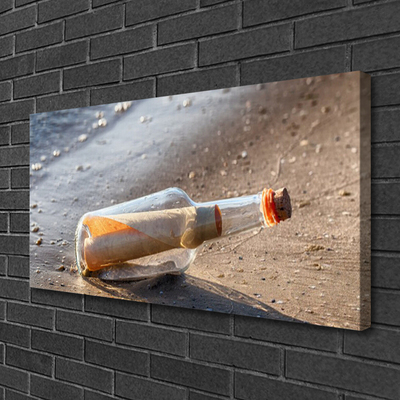 Canvas Wall art Message in a bottle art white grey