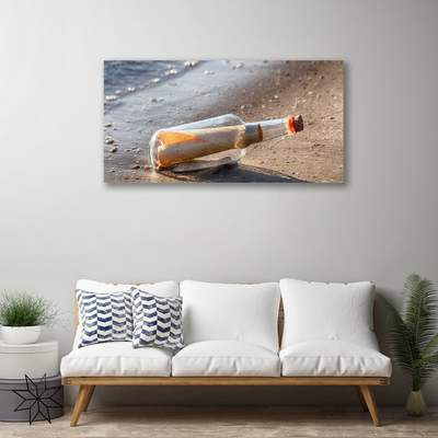 Canvas Wall art Message in a bottle art white grey