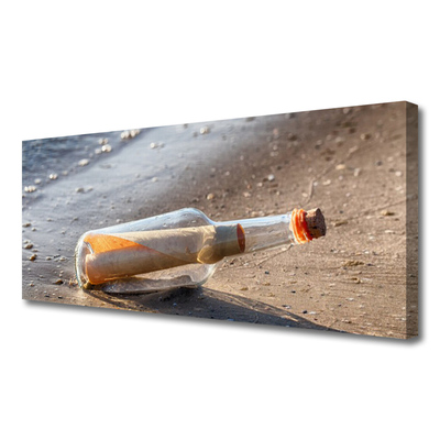 Canvas Wall art Message in a bottle art white grey