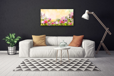 Canvas Wall art Flowers nature pink yellow green