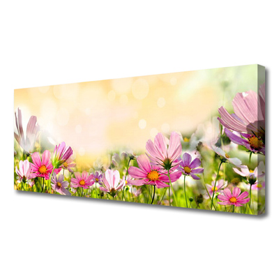 Canvas Wall art Flowers nature pink yellow green