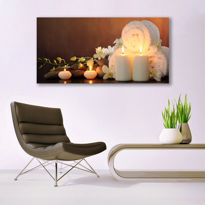 Canvas Wall art Candles bath towels art white yellow