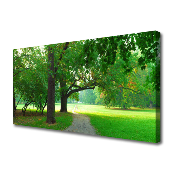 Canvas Wall art Footpath trees nature brown green