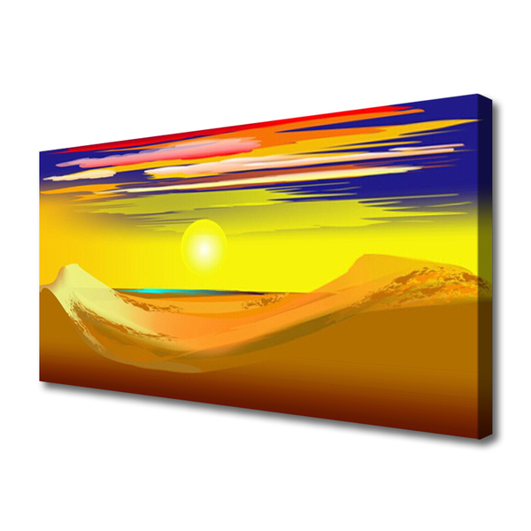 Canvas Wall art Desert art yellow purple