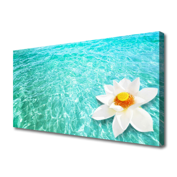 Canvas Wall art Water flower art blue white