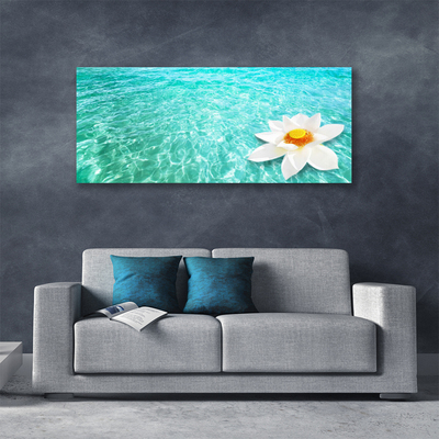 Canvas Wall art Water flower art blue white