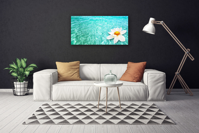 Canvas Wall art Water flower art blue white