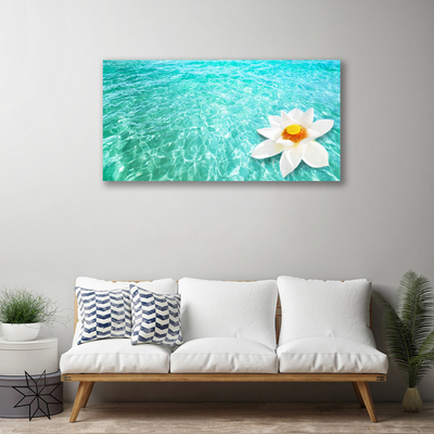 Canvas Wall art Water flower art blue white