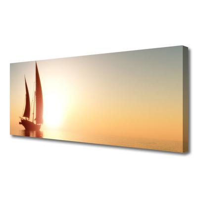 Canvas Wall art Boat landscape yellow brown