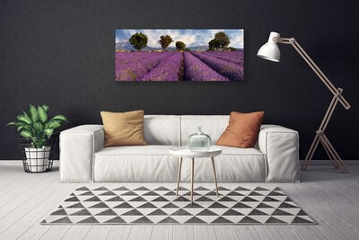 Canvas Wall art Meadow trees nature pink green