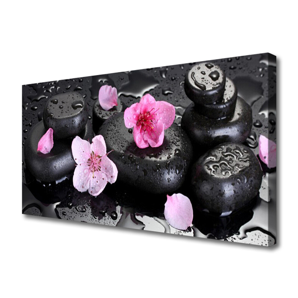 Canvas Wall art Flower stones art pink black