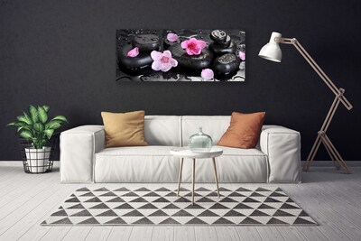 Canvas Wall art Flower stones art pink black