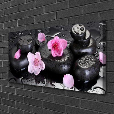 Canvas Wall art Flower stones art pink black