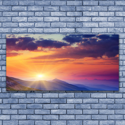 Canvas Wall art Sun mountains landscape multi